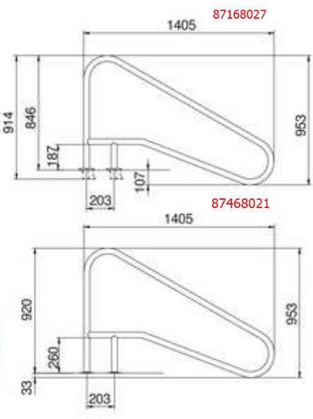 Поручень Flexinox 87168027 для римських сходів FX-02 (1405 мм, анкер, AISI-316L) 41010 фото