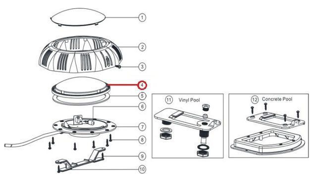 Лінза прожектора Emaux серії LED/UL-TP100 прозора 1040211 16097 фото