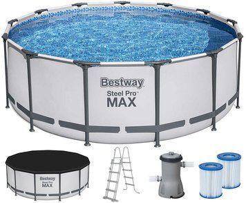 Каркасний басейн Bestway 5618W (396х122 см) з картриджним фільтром, драбиною та захисним тентом 31239 фото