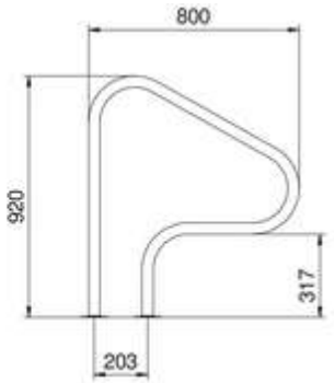 Поручень Flexinox 87164010 для римських сходів FX-04 (800 мм, фланець, AISI-316L) 41005 фото