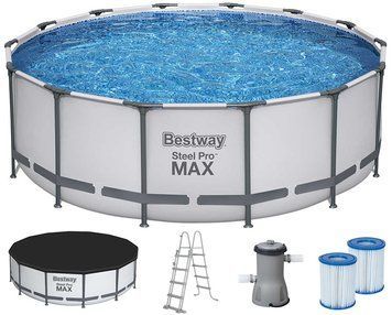 Каркасний басейн Bestway 5612X (427х122 см) з картриджним фільтром, тентом і драбиною 25302 фото