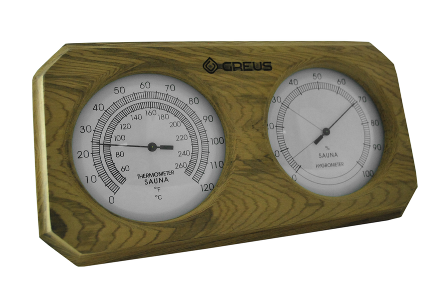 Термогігрометр Greus кедр 26х14 для лазні та сауни 106864 фото