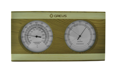 Термогигрометр Greus кедр/сосна 26х14 для бани и сауны 106866 фото