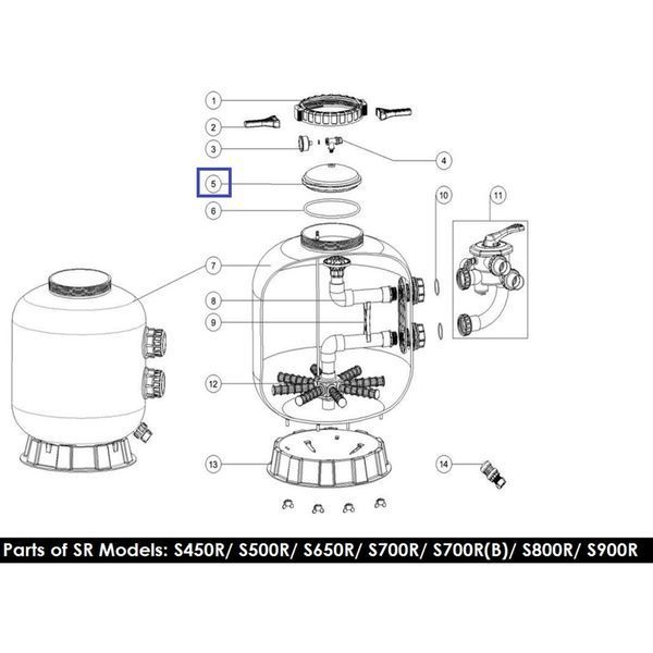 Кришка для фільтра Emaux серії RInglock S800-900 01201020 7447 фото