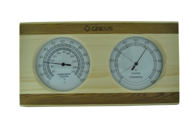 Термогігрометр Greus сосна/кедр 26х14 для лазні та сауни 106865 фото