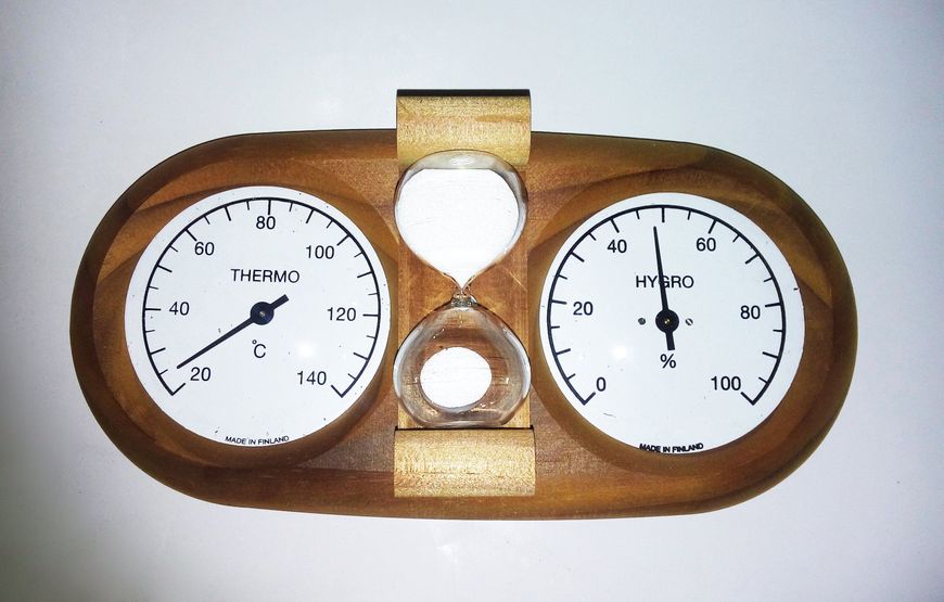 Термогігрометр струнний + пісочний годинник (15 хв.) термобереза для лазні та сауни 01879 фото
