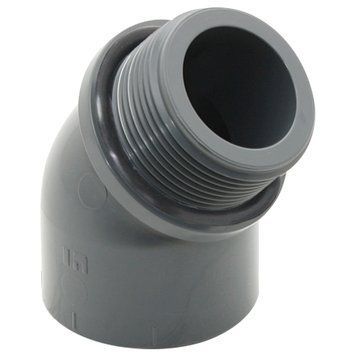 Коліно перехідне 45&deg; ПВХ Hidroten 1002155, зовнішня різьба, d63 мм, 2" 30676 фото