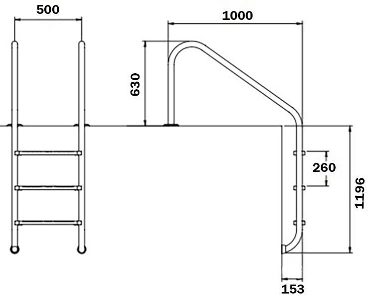 Сходи для басейну Flexinox Overflow (4 сходинки), AISI-316L 40981 фото