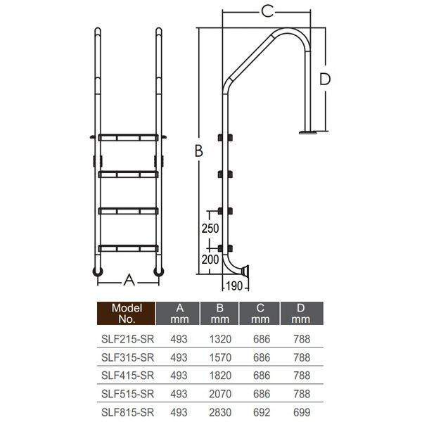 Сходи для басейну Emaux Standard SLF315-SR (3 сходинки), AISI-304 20528 фото