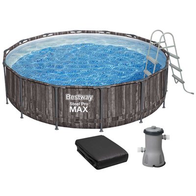 Каркасний басейн Bestway Wood Style 5614Z (427х107 см) з картриджним фільтром, тентом та драбиною 25304 фото