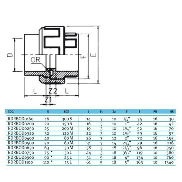 Муфта ПВХ Effast RDRBOD0200 розбірна, d20 мм 18994 фото
