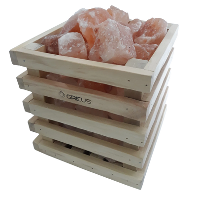 Корзинка Кубик Greus с гималайской солью 4,5 кг для бани и сауны 107184 фото