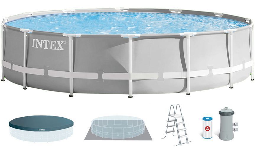 Каркасний басейн Intex 26724 (457х107 см) з картриджним фільтром, драбиною та тентом 31410 фото