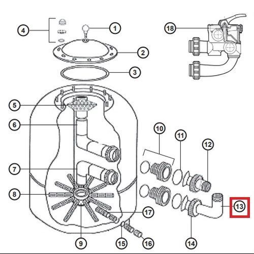 Муфта коліно Hayward NCX2312062 для фільтра NC d 500-600 мм 20618 фото