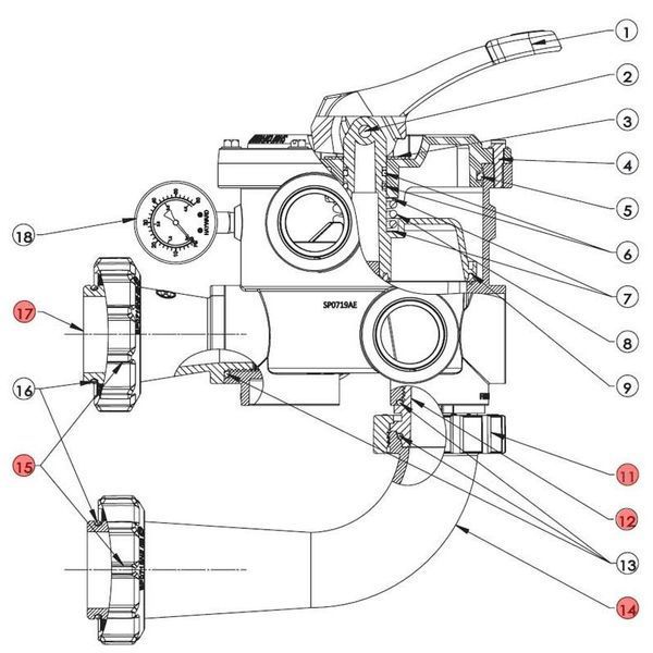Комплект з'єднань для 6-позиційного вентиля Hayward SPX0719KIT 26841 фото