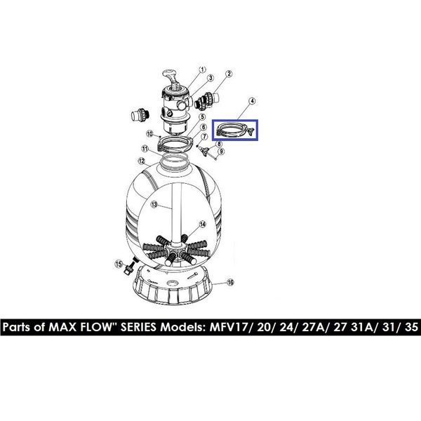 Хомут кріплення 6-позиційний кран для фільтрів Emaux серії MFV 89012512 7430 фото