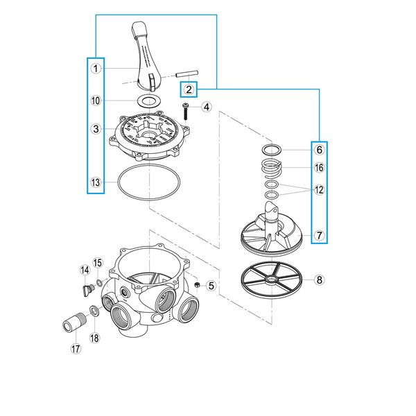 Виконуючий механізм 6-ти позиційного вентиля 1-1/2" Kripsol RVS019.A/R1210019.0 15864 фото