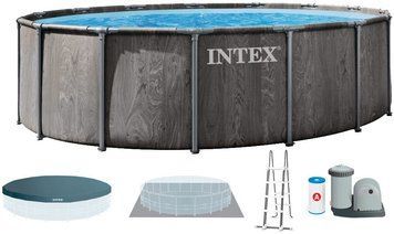 Каркасний басейн Intex 26744 GREYWOOD (549х122 см) з картриджним фільтром, драбиною та тентом 31421 фото