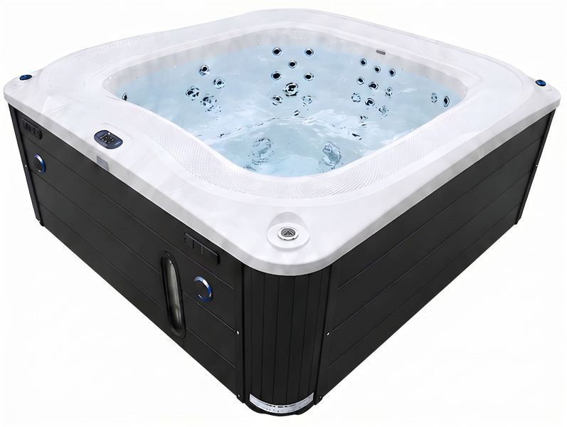 Переливний гідромасажний басейн Aquajoy Serenity (250х230х96 см), Сріблясто-білий мармур 40300 фото