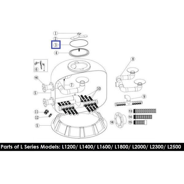 Гумова прокладка для кришки фільтра Emaux серії L1200-1800 02011155 7450 фото